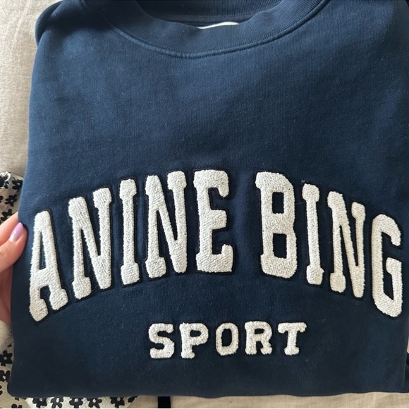 Anine Bing Sport Tyler crew neck sweatshirt navy medium - Picture 6 of 6